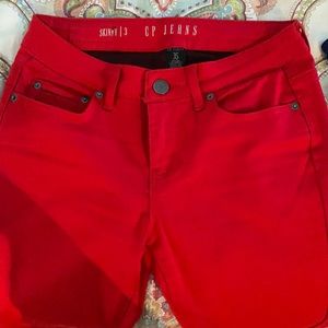 Red skinny jeans